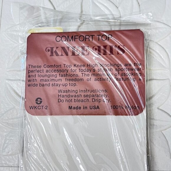 Vintage Comfort Top Knee‎ Hi's WHITE Size 8 1/2-11 2 Pairs USA MADE - Picture 5 of 5